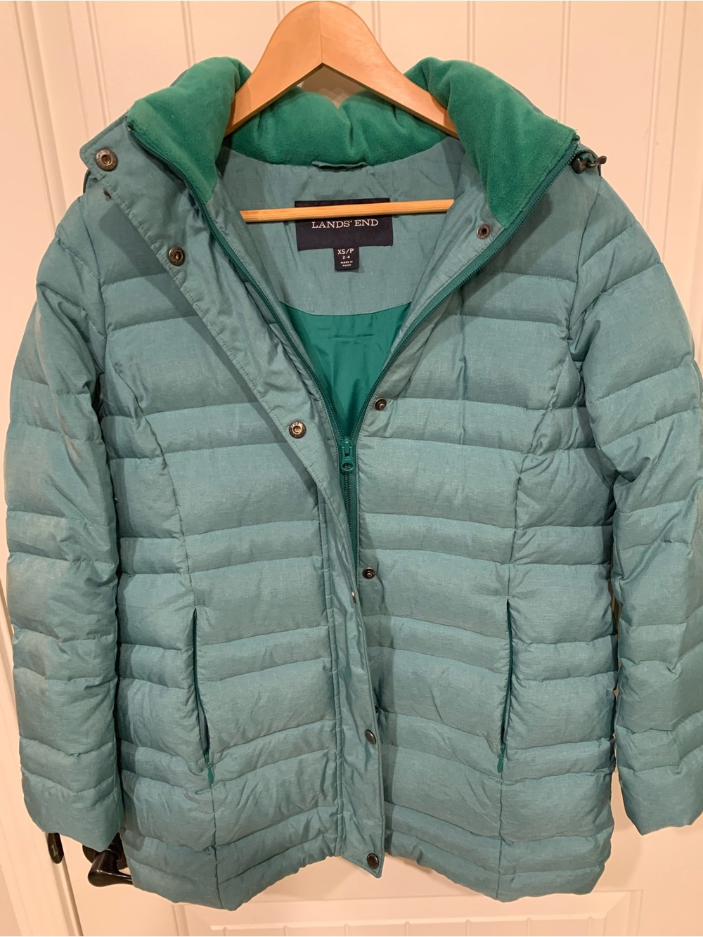 Lands' End Teal Quilted Women's Puffer Coat